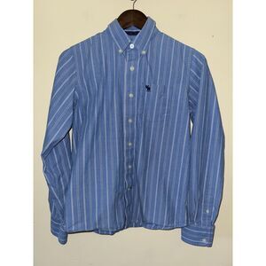 Vintage Abercrombie & Fitch Striped Button Down Shirt Mens Large Blue Y2K 90s